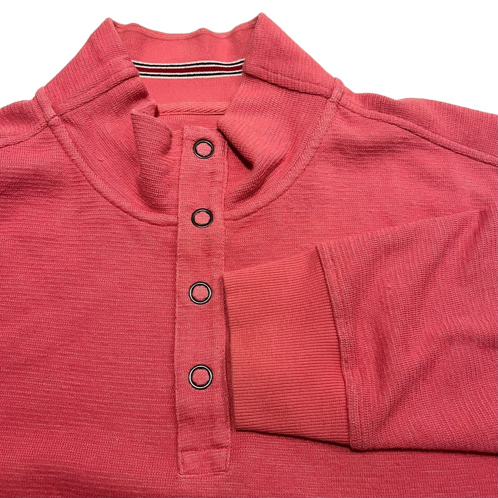 Charleston Treads Men’s XL 1/4 Button Snap Blush Pink and Red Sweater Jacket